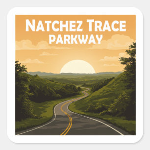 Natchez Trace Parkway Mississippi Landschaft Quadratischer Aufkleber
