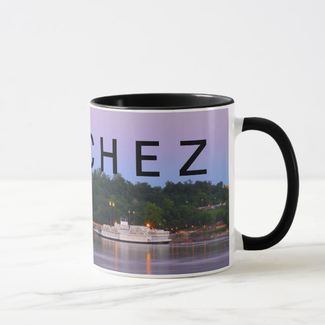 NATCHEZ ~ unter dem Hügelriverboat-Sonnenuntergang Tasse (Rechts)