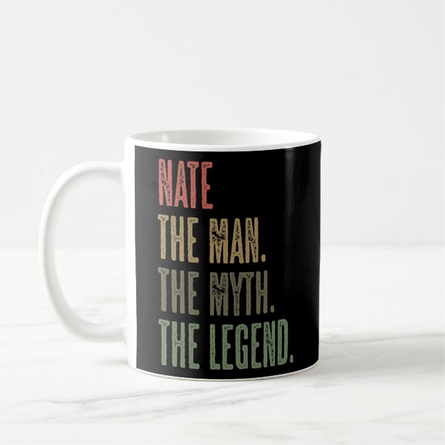 NATE the Man the Myth the LEGEND FUNNY Mens Boys Kaffeetasse (Links)
