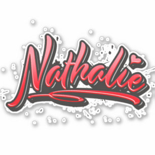 Nathalie red Heart Graffiti Aufkleber Sticker