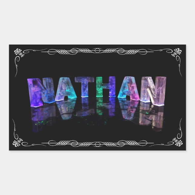 Nathan - Der Name Nathan in 3D-Leuchten (Foto) Rechteckiger Aufkleber (Vorderseite)