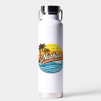 Nathan Retro Sonnenuntergang Name Design Trinkflasche