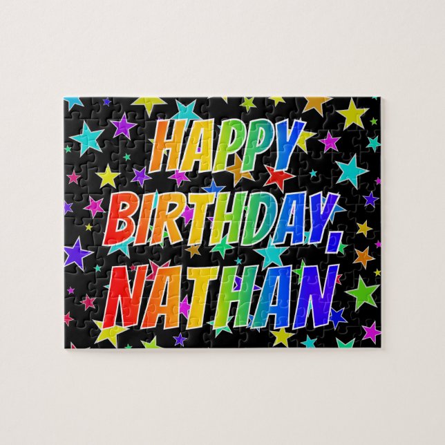 "NATHAN" Vorname, Spaß "GLÜCKLICHER GEBURTSTAG" (Horizontal)