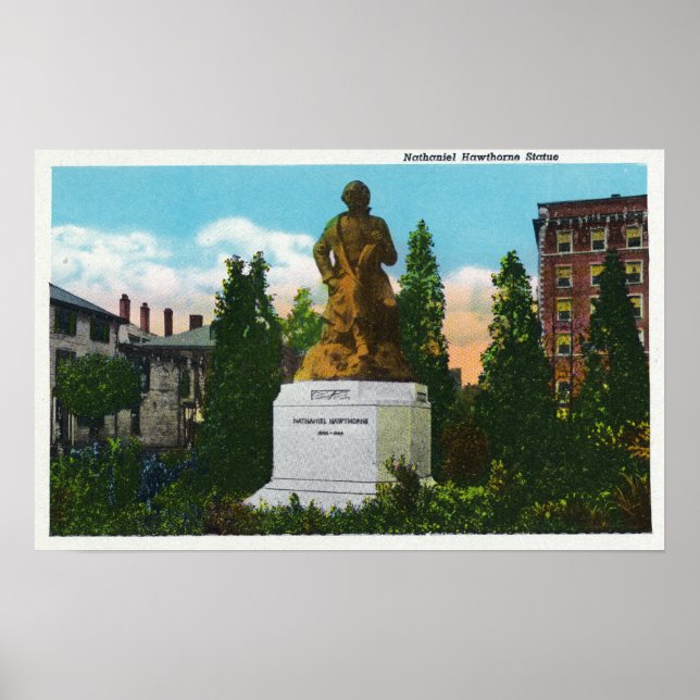 Nathaniel Hawthorne Statue View Poster (Vorne)