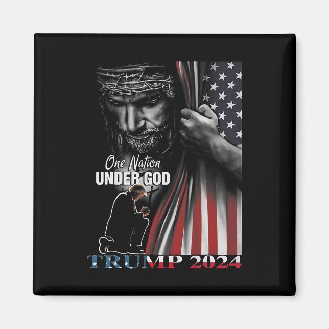 Nation under God Trump 2024 God American Flag 1 Magnet (Vorne)