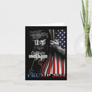 Nation under God Trump 2024 God American Flag Karte