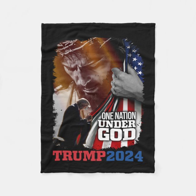 Nation unter Gottes Präsident Trump 2024 America C Fleecedecke (Vorderseite)