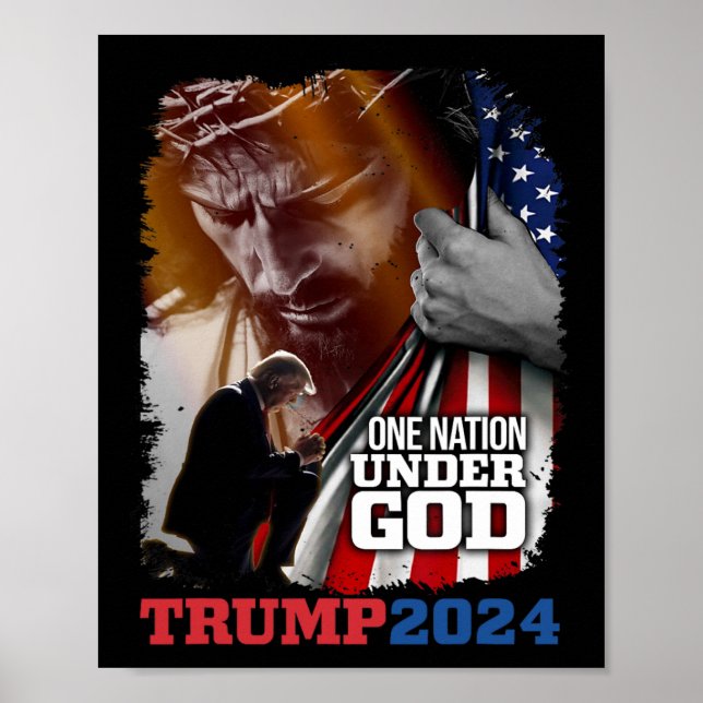 Nation unter Gottes Präsident Trump 2024 America C Poster (Vorne)