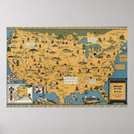 National American Stamme Nation Map Poster
