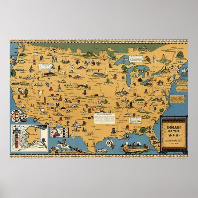 National American Stamme Nation Map Poster (Vorne)