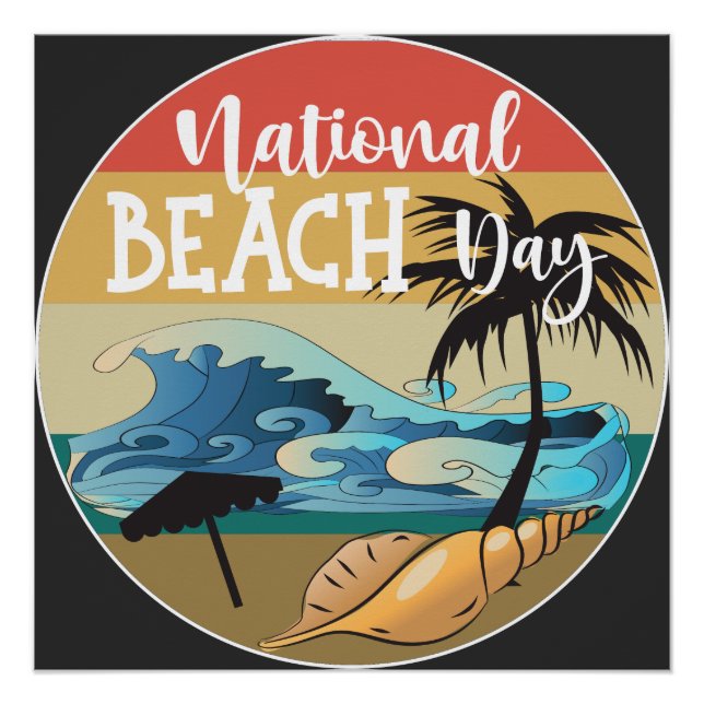 National Beach Day Sign Poster (Vorderseite)