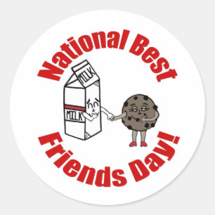 National Best Friends Day Milk and Cookies Runder Aufkleber