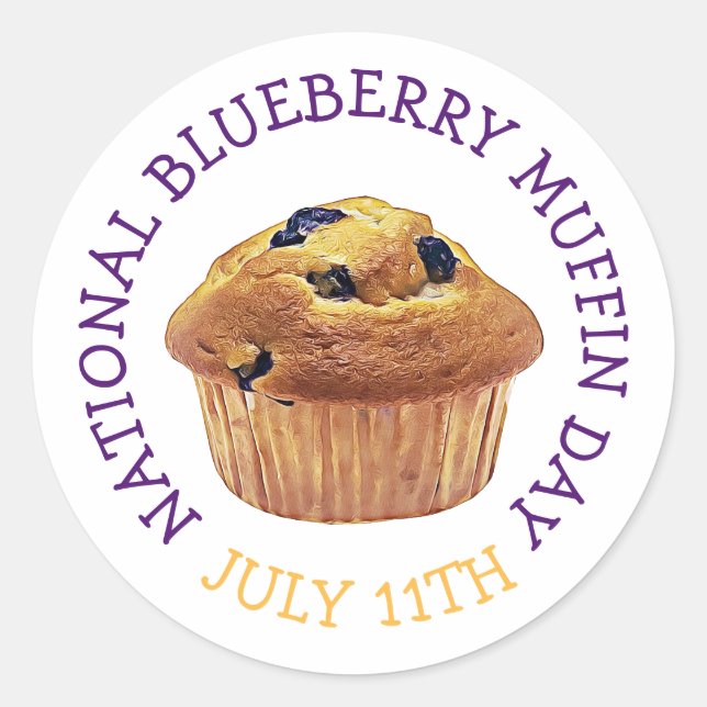 National Blueberry Muffin Day Juwelier Runder Aufkleber (Vorderseite)