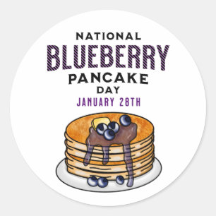 National Blueberry Pancakes Day 28. Januar Runder Aufkleber