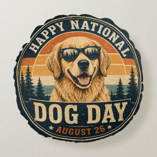 National Dog Day Camp Crew Labrador Wurfkissen Rundes Kissen