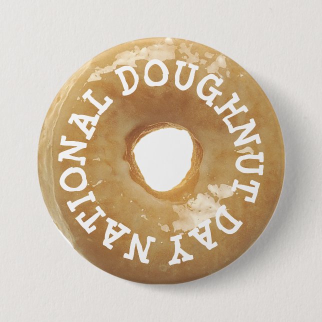 National Doughnut Day Glazed Donut Doughnut Button (Vorderseite)