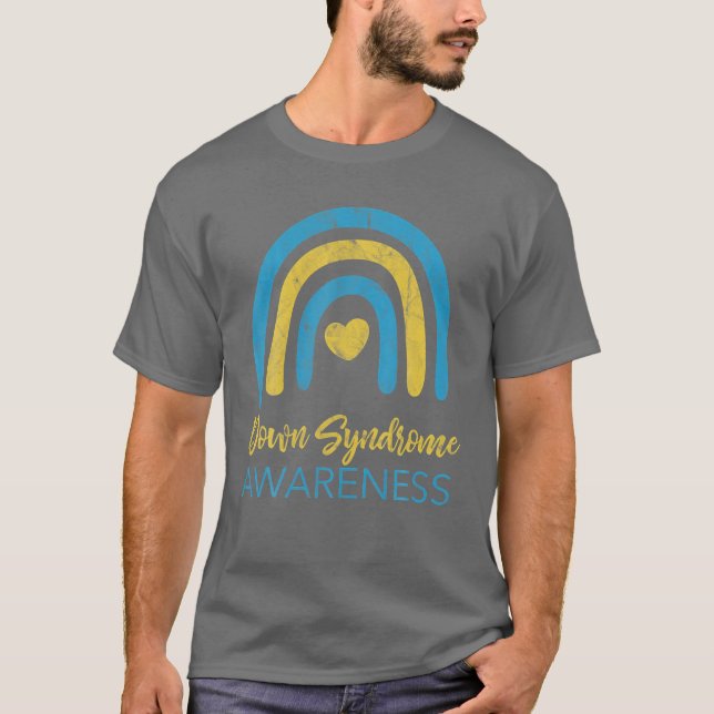 National Down Syndrome Awareness Month Retro Rainb T-Shirt (Vorderseite)