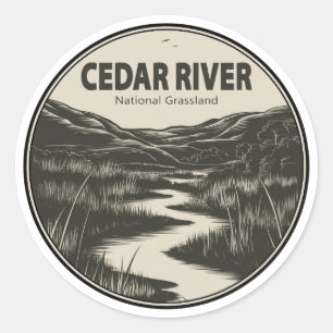 National Grassland Stream an der Cedar Runder Aufkleber