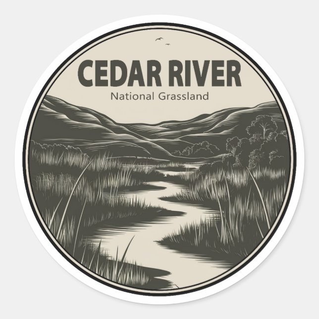 National Grassland Stream an der Cedar Runder Aufkleber (Vorderseite)