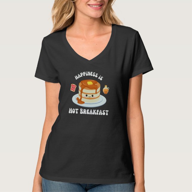 National Hot Breakfast Month  Foodie Pancakes Brun T-Shirt (Vorderseite)