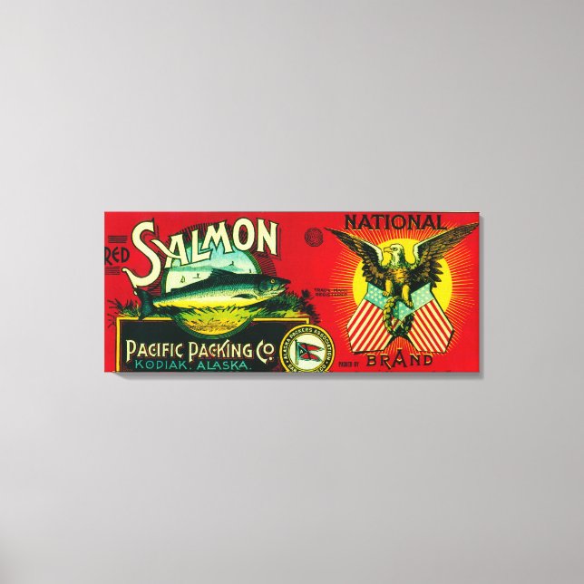 National Lachs Can LabelKodiak, AK Leinwanddruck (Vorderseite)