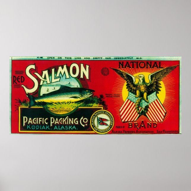 National Lachs Can LabelKodiak, AK Poster (Vorne)