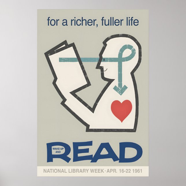 National Library Week 1961 Poster Mid-Century (Vorne)