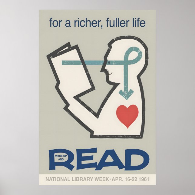National Library Week 1961 Poster Mid-Century (Vorne)