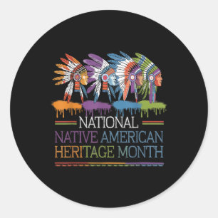 National National National Native American Heritag Runder Aufkleber