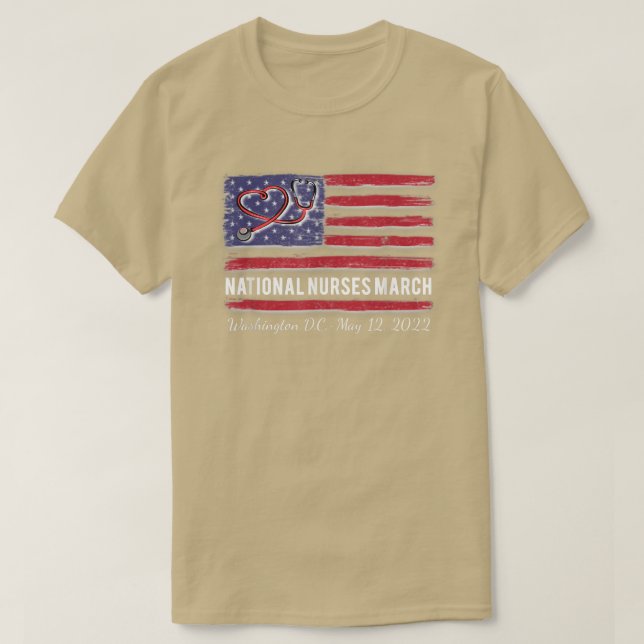National Nurses März 12. Mai 2022 US-Flagge Stetho T-Shirt (Design vorne)