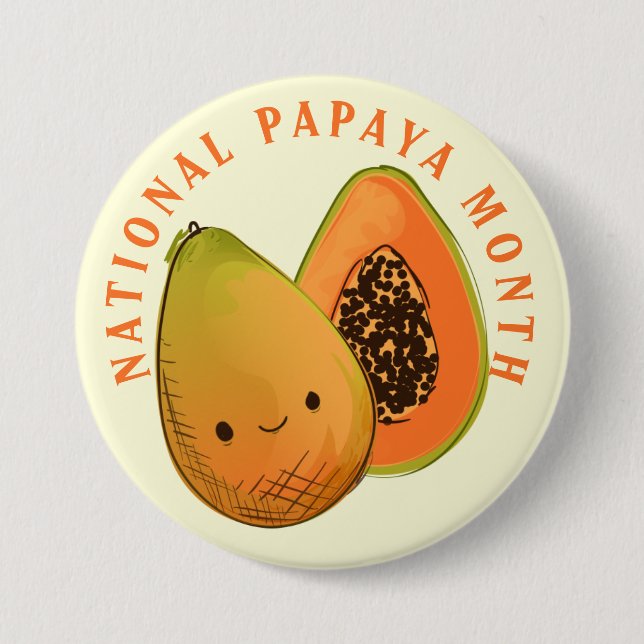 National Papaya Month Happy Frucht Button (Vorderseite)