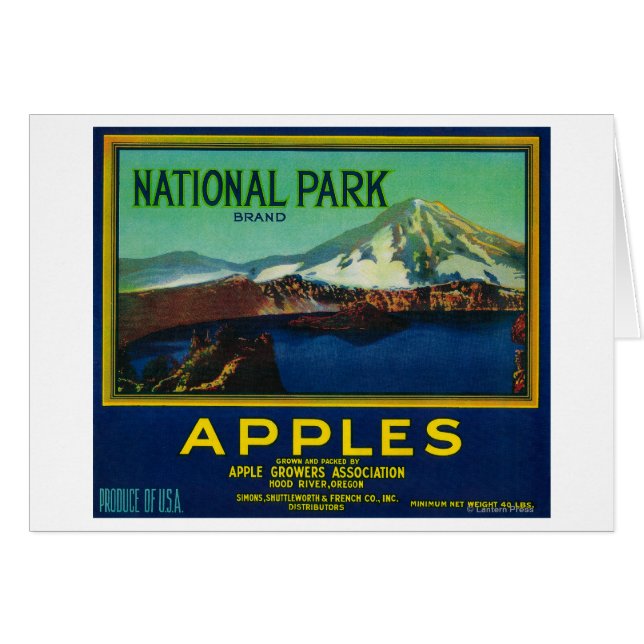 National Park Apple Crate LabelHood River, OR (Vorderseite (Horizontal))