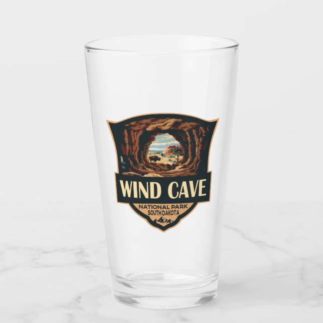 National Park der Windhöhlen - Illustration Retro  Glas (Vorderseite)