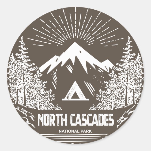 National Park North Cascades Runder Aufkleber (Vorderseite)