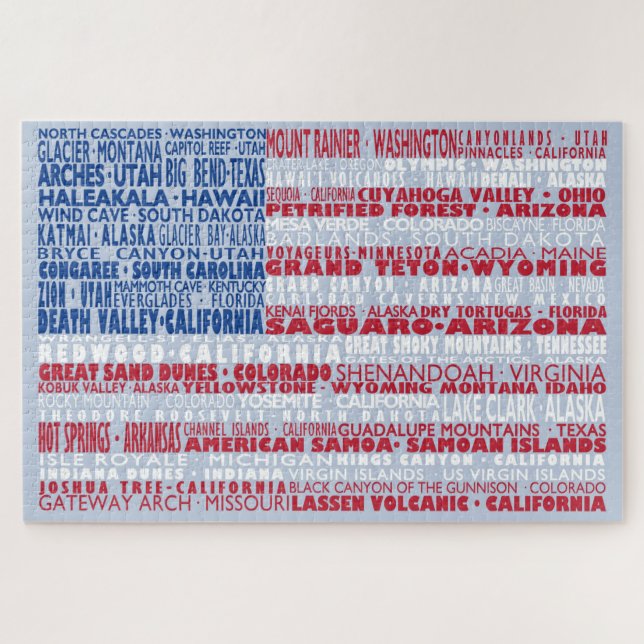 National Parks of America Flag Word Cloud Gift (Horizontal)