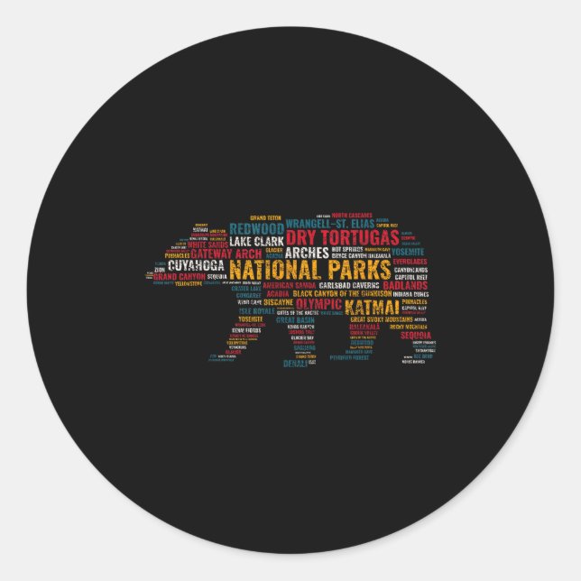 National Parks Usa Bear Hiking Camng Adventure Gif Runder Aufkleber (Vorderseite)