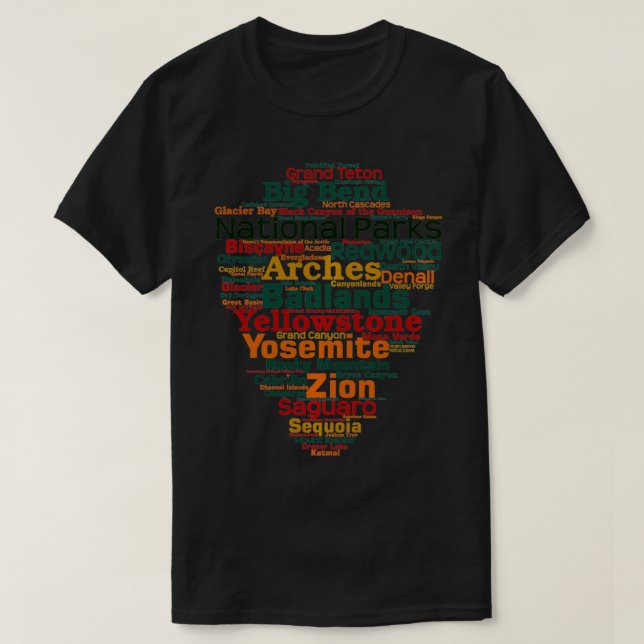 National Parks Word List Cloud Camping Wandern Män T-Shirt (Design vorne)
