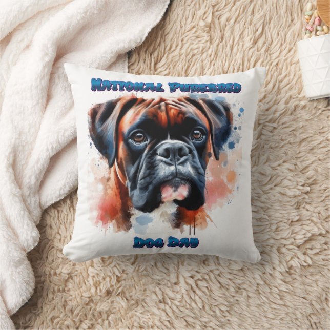 National Purebred Dog Day Celebration Boxer Hund Kissen (Decke)