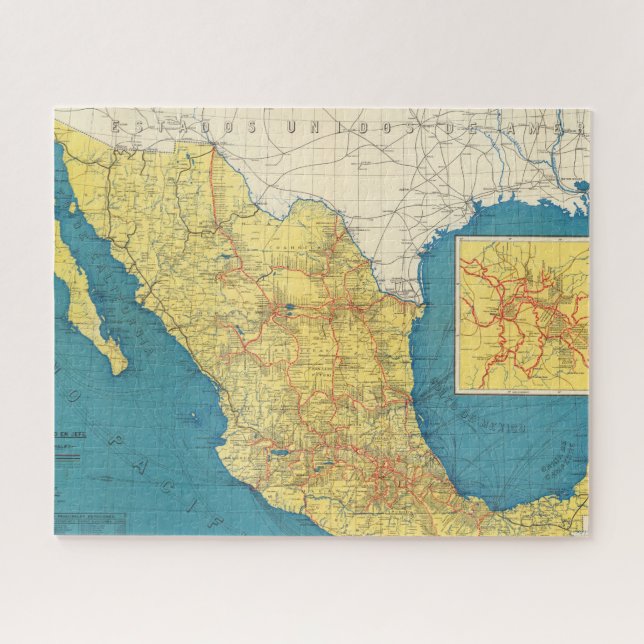 National Railroads of Mexico Map (Horizontal)