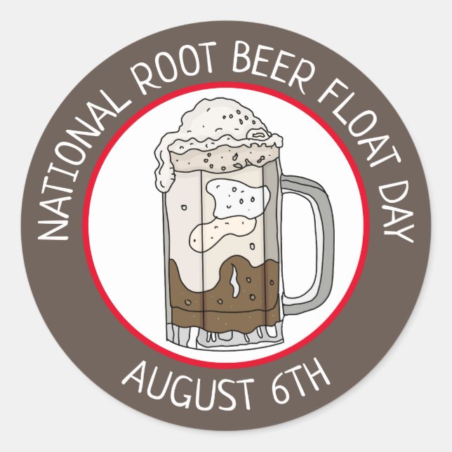 National Root Beat Float Day | August 6. Runder Aufkleber (Vorderseite)