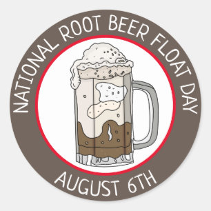 National Root Beat Float Day   August 6. Runder Aufkleber