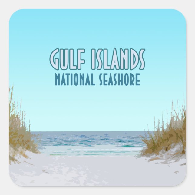 National Seashore Mississippi Florida Quadratischer Aufkleber (Vorderseite)