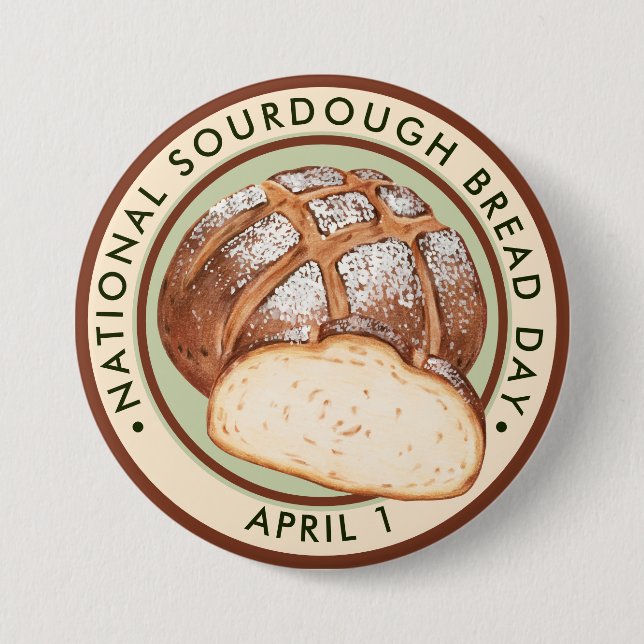 National Sourdough Bread Day, watercolor Button (Vorderseite)