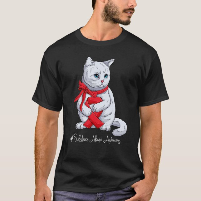 National Substance Abuse Awareness Month Red Ribbo T-Shirt (Vorderseite)