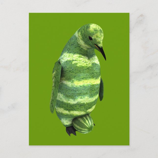National Watermelon Day Penguin Postkarte (Vorderseite)