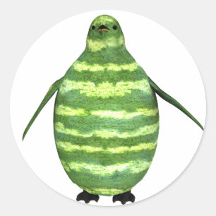 National Watermelon Day Penguin Runder Aufkleber