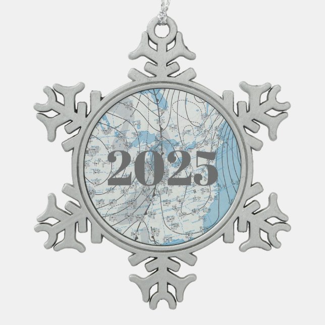 National Weather Map 2025 Schneeflocken Zinn-Ornament (Vorderseite)