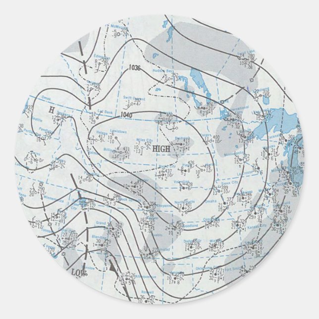 National Weather Map Runder Aufkleber (Vorderseite)