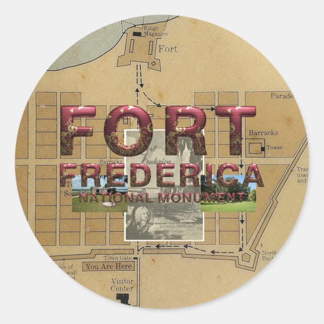 Nationaldenkmal ABH Fort Frederica Runder Aufkleber (Vorderseite)
