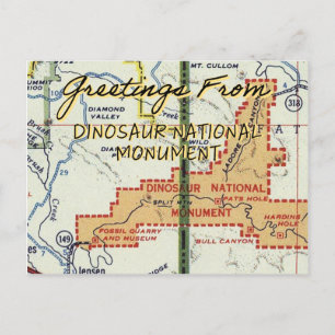Nationaldenkmal Dinosaur Vintage Karte
